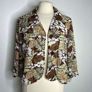 Serenade brown floral semi sheer lightweight jacket  size large